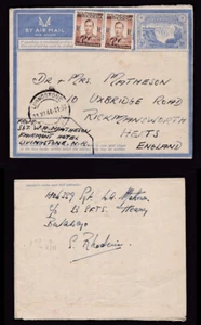 RHODESIA 1944 STATIONERY AIRLETTER MESSAGE MATHESON FAIRMONT HOTEL LIVINGSTONE - Picture 1 of 4