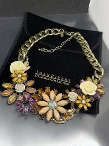 Joan Rivers Classics GoldTone Multicolor Rhinestones Floral 16-19” Necklace - Picture 1 of 4