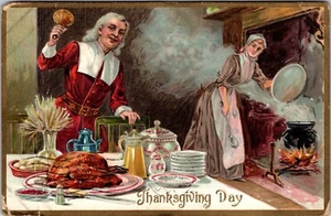 Antico Tucks Giorno del Ringraziamento Signora Cucina Sopra Cuore Aperto In Cucina J16 - Foto 1 di 2