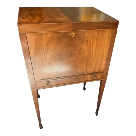 Antique Mahogany English Drinks Cupboard Cover