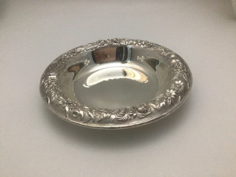 Vintage - S. Kirk & Son - 6” Bon-Bon Bowl - Full Chased Repousse Sterling   #409 Cover