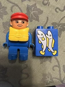 Lego Duplo FATHER MAN DAD in LIFE JACKET FIGURE 1986 vtg boat Sailor fish - Picture 1 of 4