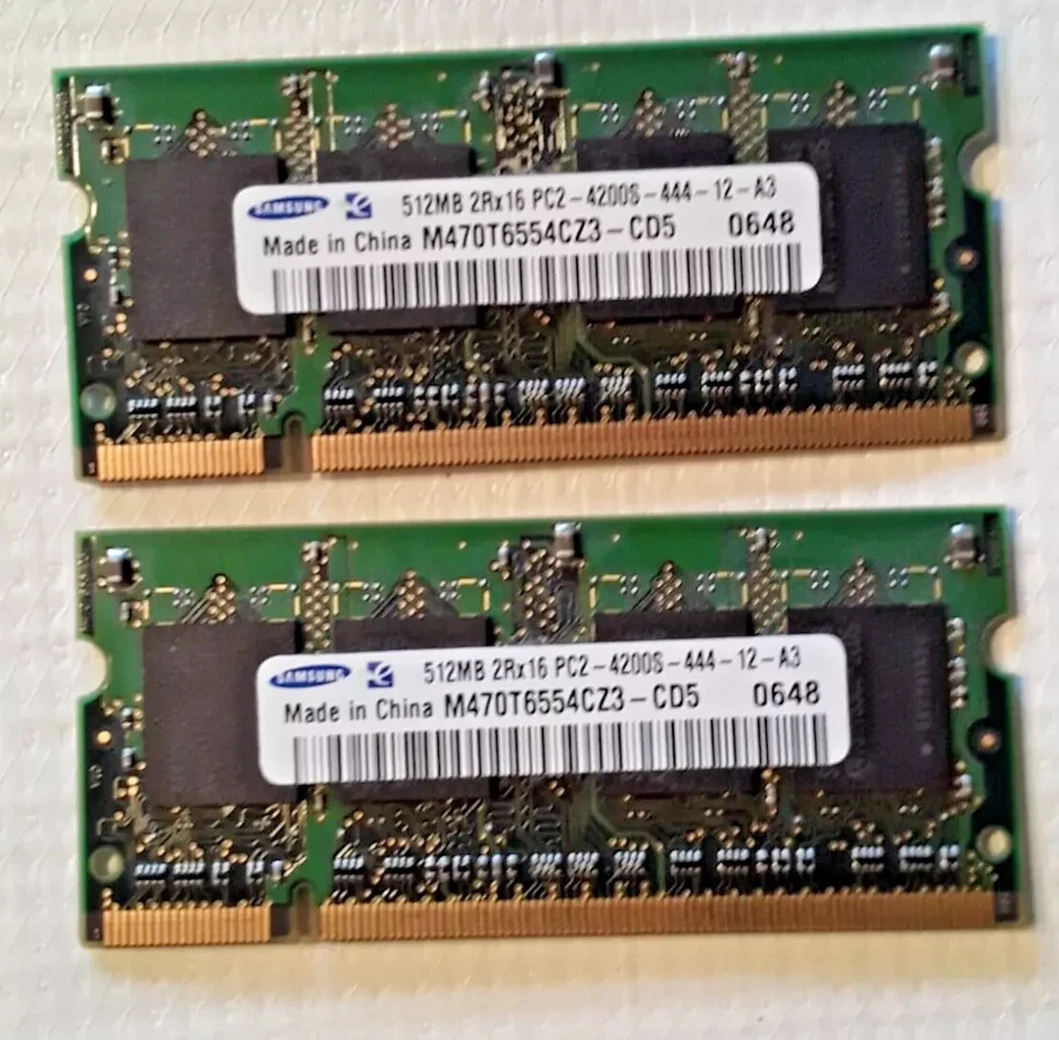 2 RAM Samsung 512MB 2Rx16 PC2-4200S DDR2 M470T6554CZ3-CD5 Memories - Image 1 of 1