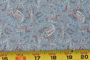 23" Long, Vintage Pink & Blue Floral Paisley Quilt Cotton, Concord/Kessler,P8870 - Picture 1 of 6