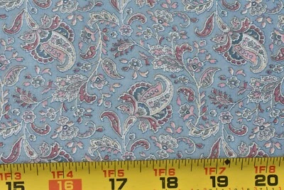23" Long, Vintage Pink & Blue Floral Paisley Quilt Cotton, Concord/Kessler,P8870 - Image 1 of 4