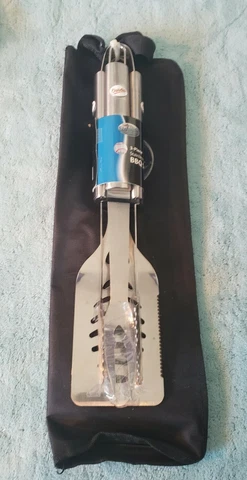 Baltimore Orioles 3 piece BBQ set stainless steel Fork, tongs, spatula, bag (B/4 Cover