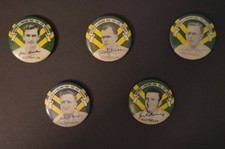 Cricket-Scarce-Vintage 1950 Argus Test Series-Australian Player Badges-Pins x 5