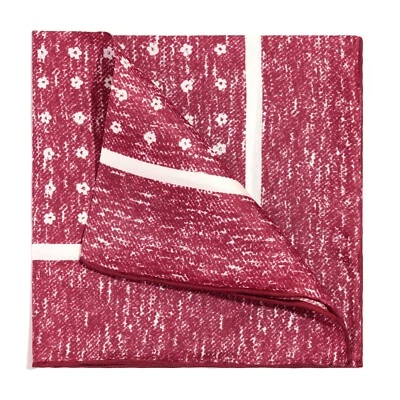 Lenço masculino 100% seda bolso quadrado vermelho margarida flor quebrada 11,8 pol 30 cm - Imagem 1 de 4