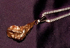 Anhänger Meteorit Campo del Cielo, mit Kette versilbert, 24x12x8mm 6,0g - Bild 1 von 6