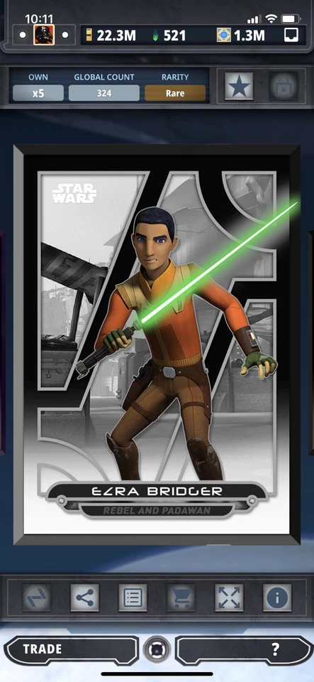 Topps Star Wars Digital Card Trader Black Galactic Files 2018 Ezra Award - Image 1 of 1