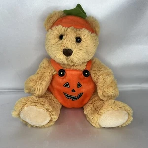 Halloween Bär Plüsch Stofftier hellbraun Kürbis Strampler Mütze weich flauschig süß - Bild 1 von 12