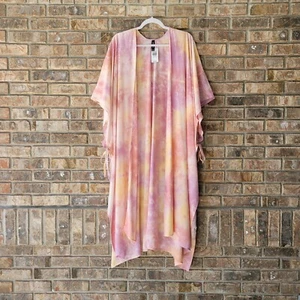 Torrid Women’s Swim Cover Plus Size Pink Tie Dye Longline Ruana One Size NEW - Picture 1 of 5