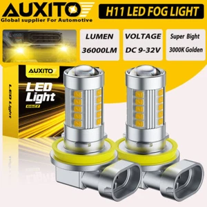 AUXITO H8 H11 Front LED Fog Driving Light Bulbs 3000K Golden Yellow DRL Canbus - Picture 1 of 26