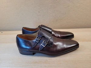 Magnanni Brown Leather Monk Double Strap Dress Shoes Mens Size 8 - Picture 1 of 11