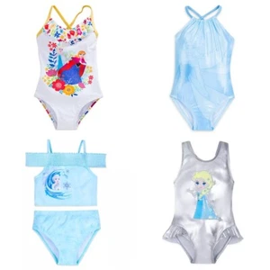 Disney Store Frozen Deluxe Swimsuit Anna Elsa Princess Ruffle Girls Swimwear NEW - Picture 1 of 20