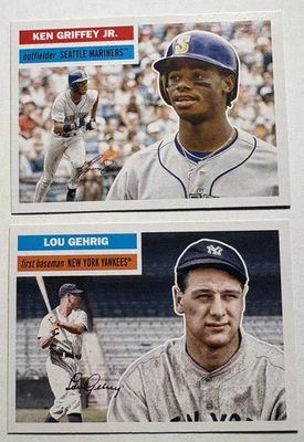 2023 Topps Archives Lou Gehrig & Ken Griffey Jr 1956 Topps #18 & 29 Foto 1 de 2