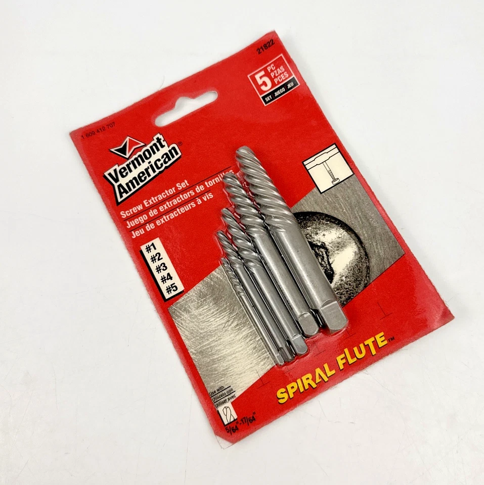 Juego de 5 extractores de tornillos Vermont American 21822. Nuevo Foto 1 de 3