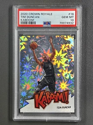 Panini Crown Royale 2020-21 Tim Duncan Kaboom #16 Spurs SSP PSA 10 Foto 1 de 2