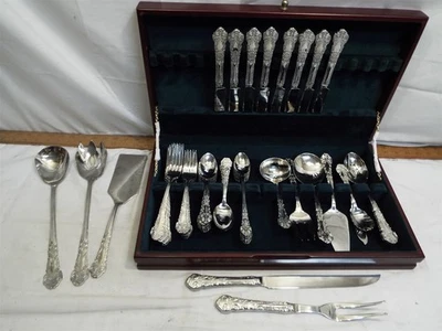 61 pcs Reed & Barton Renaissance Stainless Steel Flatware with Serving Pieces - Image 1 of 4