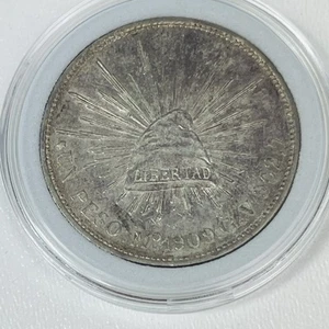 1909 Mexico Mo GV 1 Peso Libertad Silver Coin .9027 Fine Mexico City Mint - Picture 1 of 12