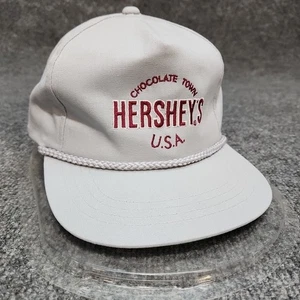 VTG Hershey's Hat Gray Cap USA Chocolate Town Pennsylvania Rope Brim 5 Panel - Picture 1 of 15