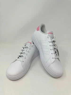 adidas Big Kid's Advantage Base 2.0 Shoes - US:5.5, White/Pink, H1(B753T) - Image 1 of 4