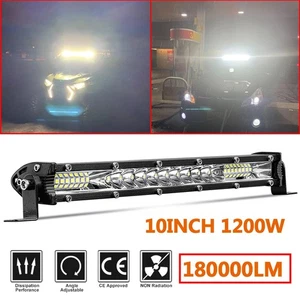 10"inch Slim LED Light Bar Spot Flood Combo Offroad Driving ATV 4WD SUV ATV RZR - Picture 1 of 12