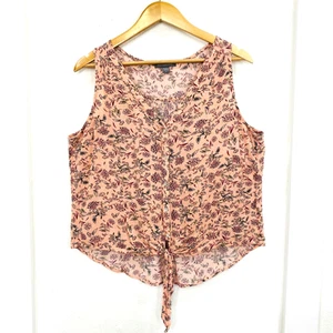 Peace & Pearls Top Damen große rosa Blumenmuster ärmellos Knopfleiste Bluse - Bild 1 von 9