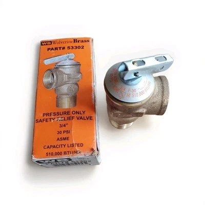Pressure Only Safety Relief Valve WB 53302. 3/4" 30PSI 510,000 BTU/HR - Image 1 of 4