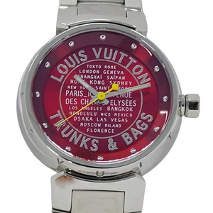 RELOJ LOUIS VUITTON TAMBOR BAÚLES Y BOLSOS CUARZO Q121N PLATA ESFERA ROJA MUJER - Imagen 1 de 10