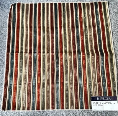 B Berger Fabric Sample Remnant 17x17.5” APPROX Stripes Teal Cinnamon Crafts - Image 1 of 4