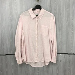 Vineyard Vines Pink-White Stripe 100% Linen Relaxed Fit Button-Down Shirt Top 12 - Picture 1 of 11