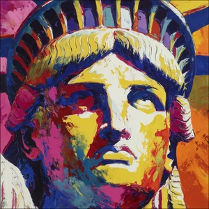 🗽 Liberty Head Pop Art | Peter Max Inspired 🎨 | Signed Giclée | 24x24 COA V22 - Picture 1 of 7