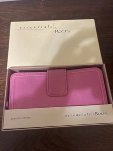 NIB Rolfs Pink Leather Checkbook Wallet Clutch ID Viewer Card Slots Coin - Picture 1 of 6