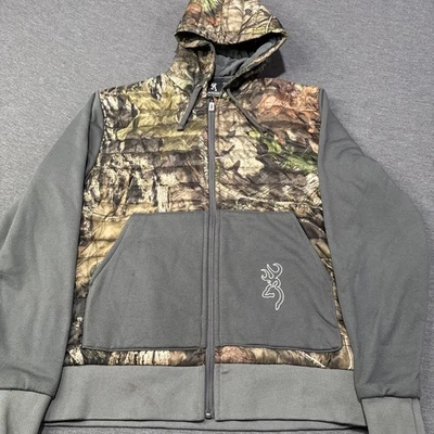Browning Camo Hoodie Jacket Small Realtree Insulated Full Zip Deer Logo Gray - Image 1 of 4