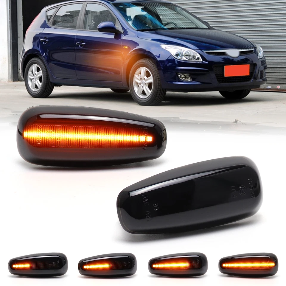 2 frecce laterali a LED nere chiare per Hyundai i30 Hatchback 2007-2011 Kia Ceed I - Immagine 1 di 4