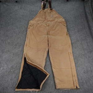 Carhartt Overalls Mens 50x32 Quilt Lined Workwear Bib Pants R03 BRN Arctic VTG - Picture 1 of 16