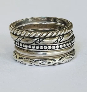 SILPADA PLATA ESTERLINA SUROESTE conjunto apilable de 5 anillos de banda #R0593 talla 11 - Imagen 1 de 18