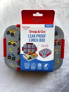 Bentgo Kids Leak-Proof Lunch Box 4 Kid Friendly Locking Clips Monster Trucks New - Picture 1 of 4