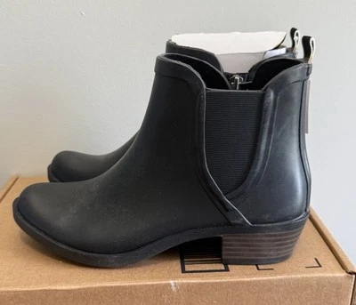 Botas de lluvia Lucky Brand Bunita para mujer talla 8 negras con cremallera lateral punta redonda tacón bloque Foto 1 de 4