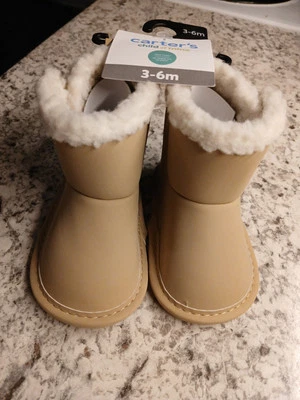 NEW WITH TAGS CARTER'S SHERPA LINED BOOTS SIZE 3-6 M - Image 1 of 2