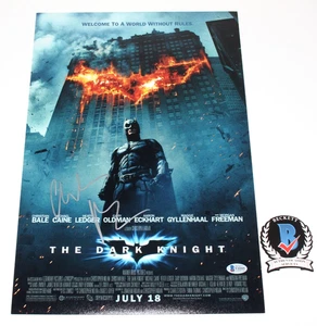 CHRISTIAN BALE SIGNED 'THE DARK KNIGHT' 12x18 MOVIE POSTER BECKETT COA BATMAN - Picture 1 of 5