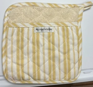 Williams Sonoma gesteppte Baumwolle Ultimate Topflappen gelb gestreift - Bild 1 von 1