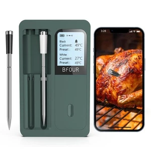 BFOUR Termometro per Carne Wireless con 2 Sonde, Termometro per Carne Bluetooth con - Foto 1 di 9
