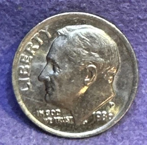 1986 P 10c Ten Cent Roosevelt Dime Broadstruck Error! 0,10 $ Münze - Bild 1 von 4