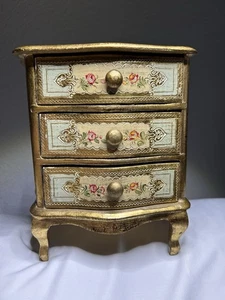 Vintage Italian Florentine Miniature Dresser Chest Jewelry Box ~ Portagioie - Picture 1 of 20