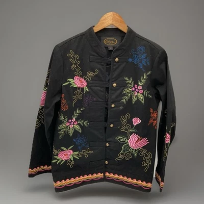 Vintage Alex Kim Floral Boho Embroidered Asian Artsy Jacket W/ Mandarin Collar M - Image 1 of 4