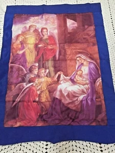 Vintage christliche Weihnachten Haus Flagge 28" x 41" Maria Jesus Engel Rasen Garten - Bild 1 von 5