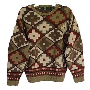 Orvis Mens Sweater Size Medium Pullover 100% Wool Southwest Design Multicolor  - Picture 1 of 12