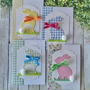 BUNNY CARD with fluffy tail, Repurposed Greeting Card, Handmade in Australia - Picture 1 of 19